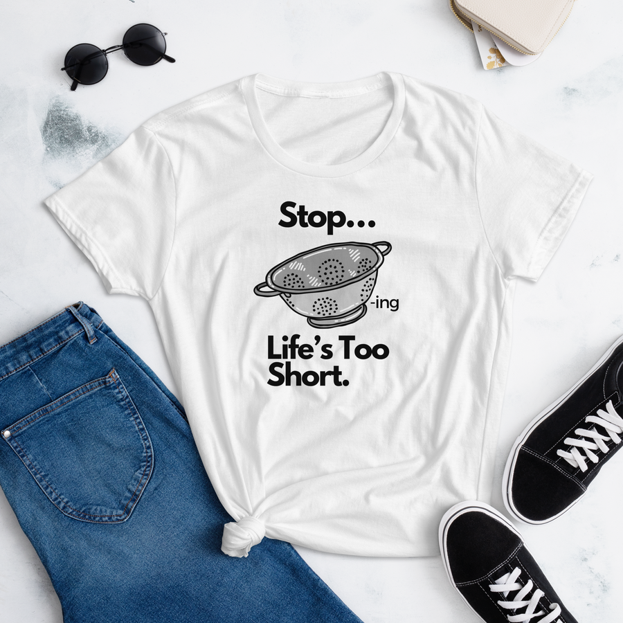 Stop Straining... Women's Fitted short sleeve t-shirt